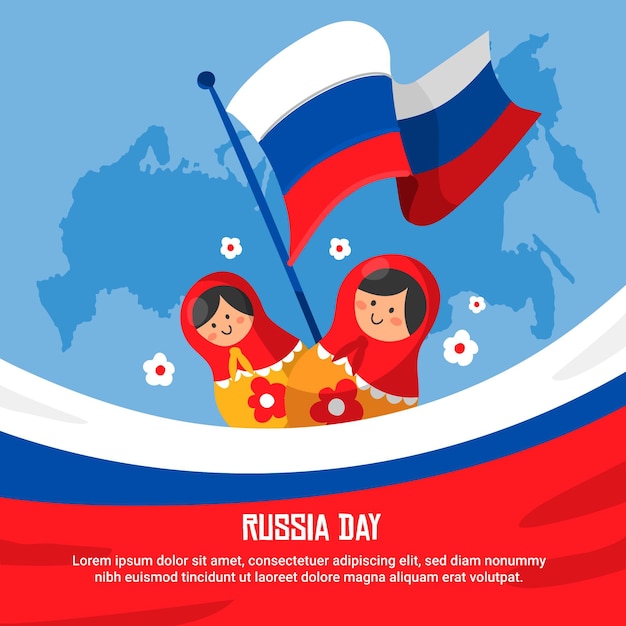 Бесплатное векторное изображение Россия день рисованной дизайн