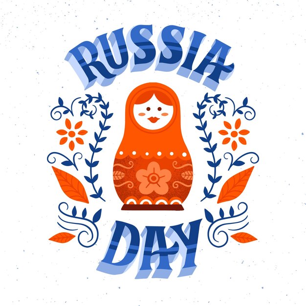 Russia day lettering concept