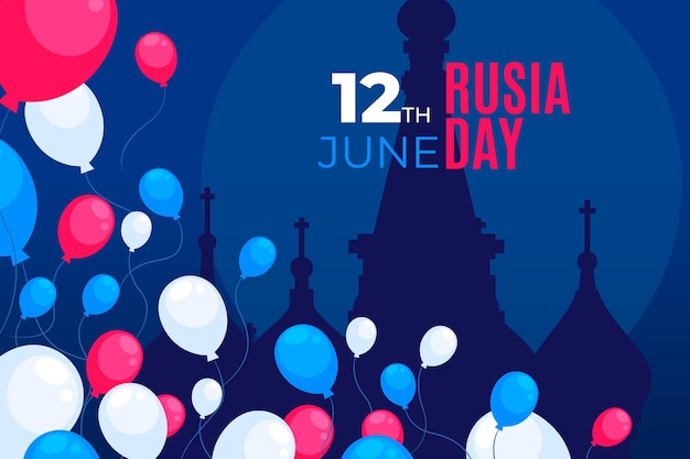 Vettore gratuito sfondo di russia day con palloncini