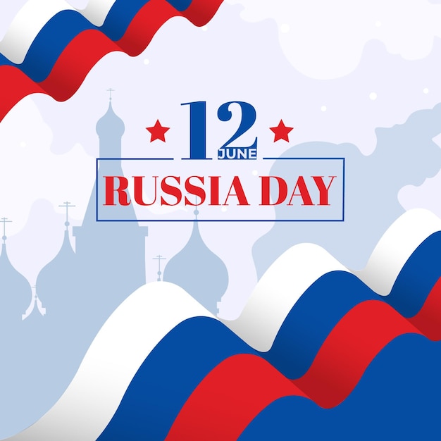 Russia day with flag and stars