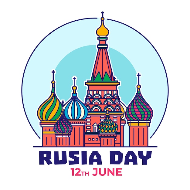Free vector russia day with saint basil's cathedral