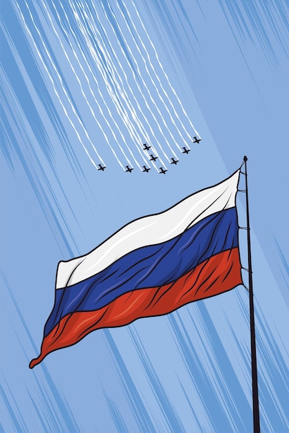 Флаг россии и сцена военно-воздушных сил