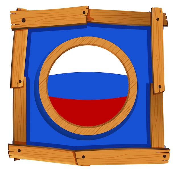 Russia flag on round button