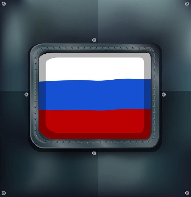 Бесплатный Вектор флаг россии на квадратной рамке