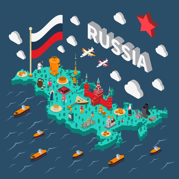 ロシア等尺性観光マップ