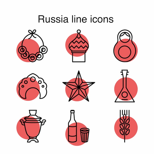 Free vector russia line icons