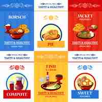 Free vector russian cuisine flat composition poster