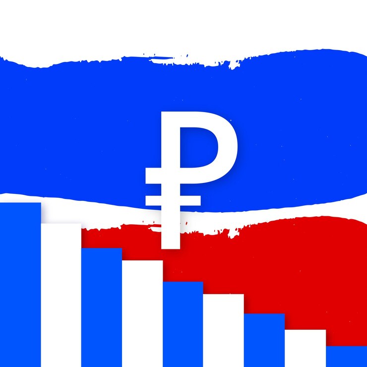 Free Vector russian ruble blue red white background social media design banner free vector