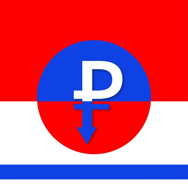 Russian Ruble Red Blue White Background Social Media Design Banner Free Vector