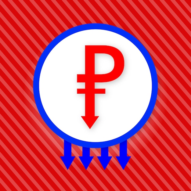 Бесплатное векторное изображение Русский рубль красный синий белый фон социальные медиа дизайн баннер бесплатные векторные