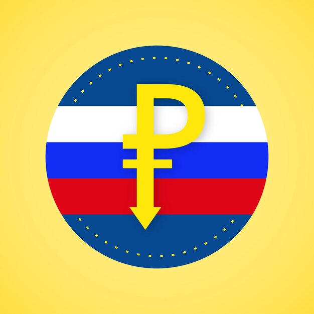 Russian Ruble Yellow Blue Red Background Social Media Design Banner Free Vector