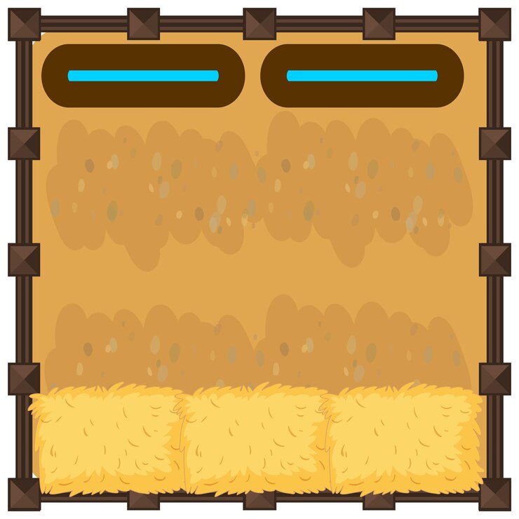 Free Vector rustic barn interior with hay bales