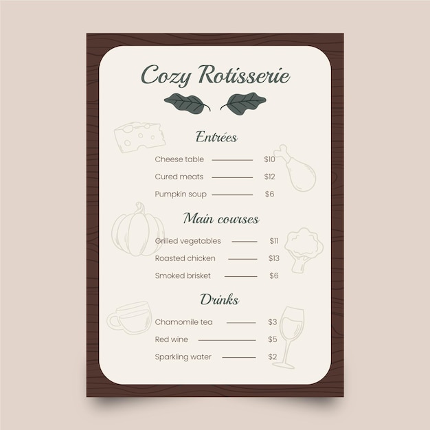 Rustic restaurant menu template