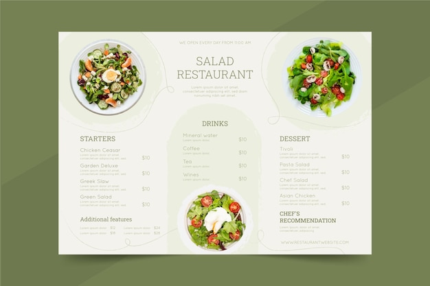 Free vector rustic restaurant menu template