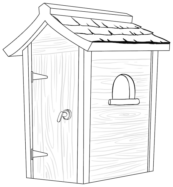 Free vector rustic wooden outhouse illustration