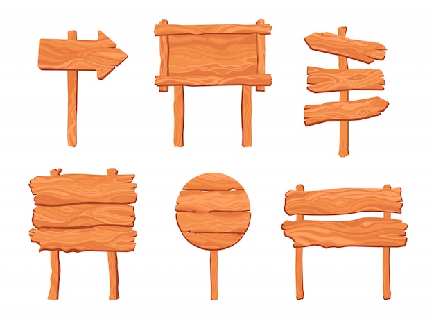 Free vector rustic wooden signposts set