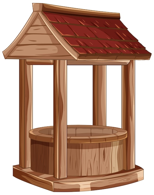 Free vector rustic wooden well illustration