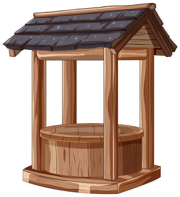 Free vector rustic wooden well illustration