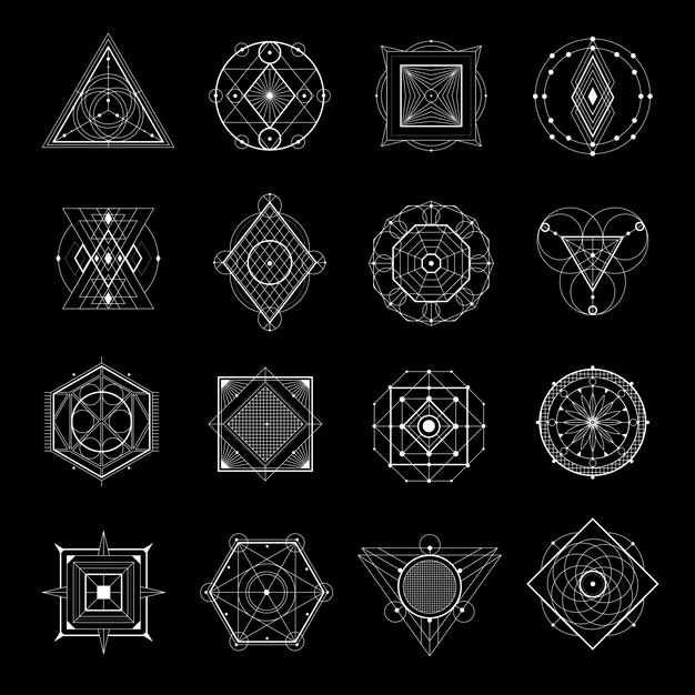 Sacred Geometry On Black Set