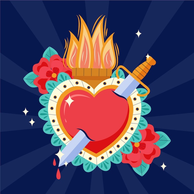 Free vector sacred heart creative illustration