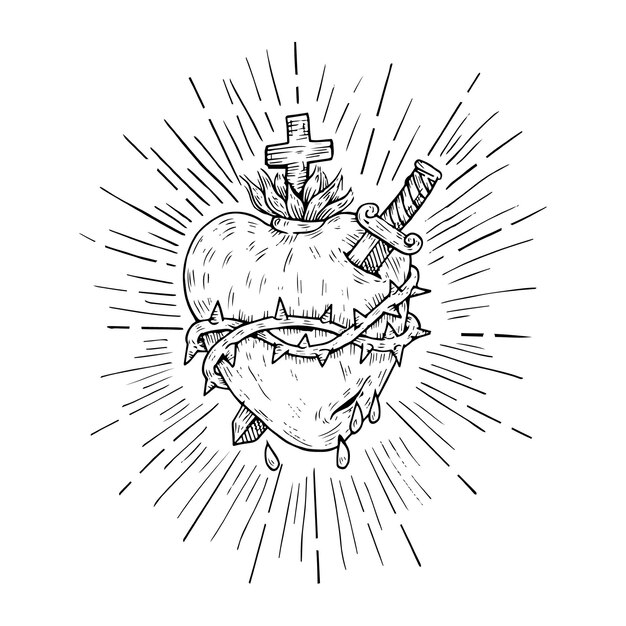 Sacred heart religious sketches