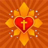 Free vector sacred heart with cross