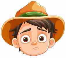 Free vector sad boy wearing farmer cowboy hat