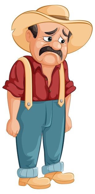 Free vector sad cowboy with a drooping mustache
