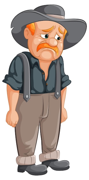 Free vector sad cowboy with a droopy hat