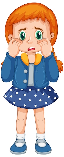 Little girl scared face expression cartoon Vector Image