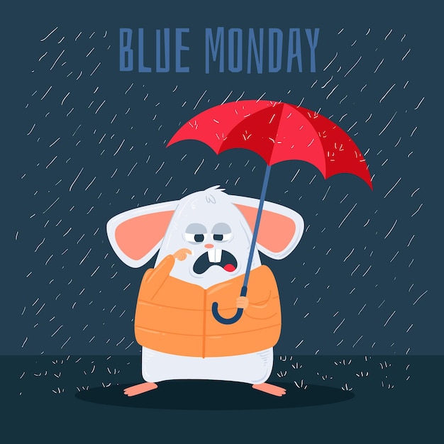 Free vector sad mouse on blue monday