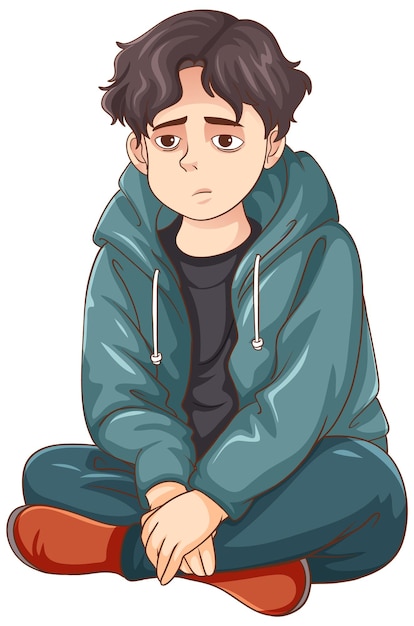 Free vector sad teenage sitting on the floor