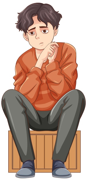 Free vector sad teenage sitting on the floor