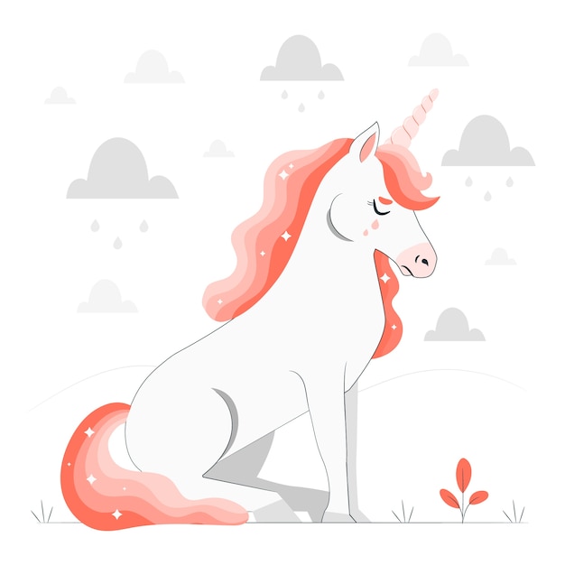 Sad unicorn concept illustration