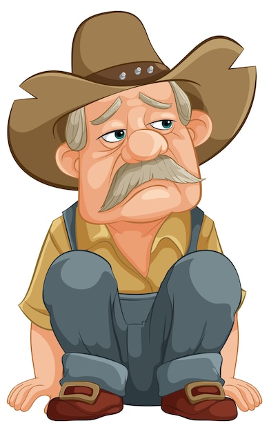 Free vector saddened cowboy vector illustration