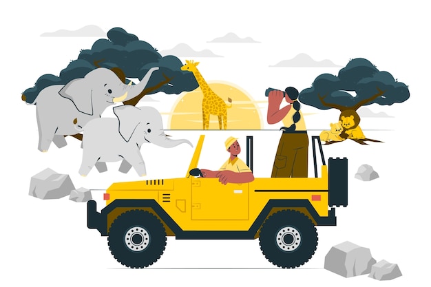 Free vector safari  concept illustration