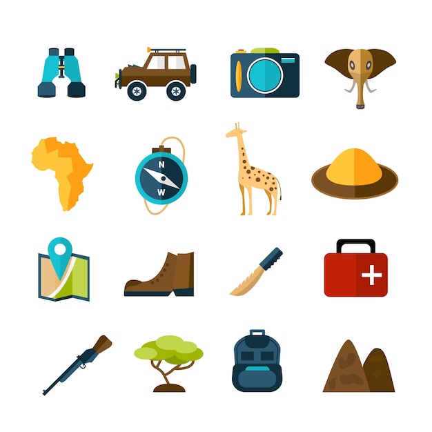 Free vector safari icons set