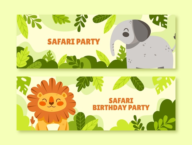 Free vector safari party horizontal banner template
