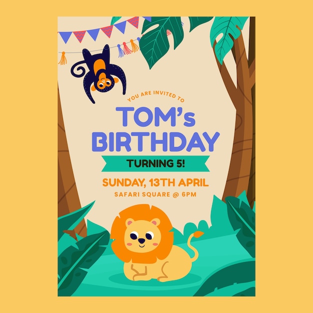 Free vector safari party invitation template