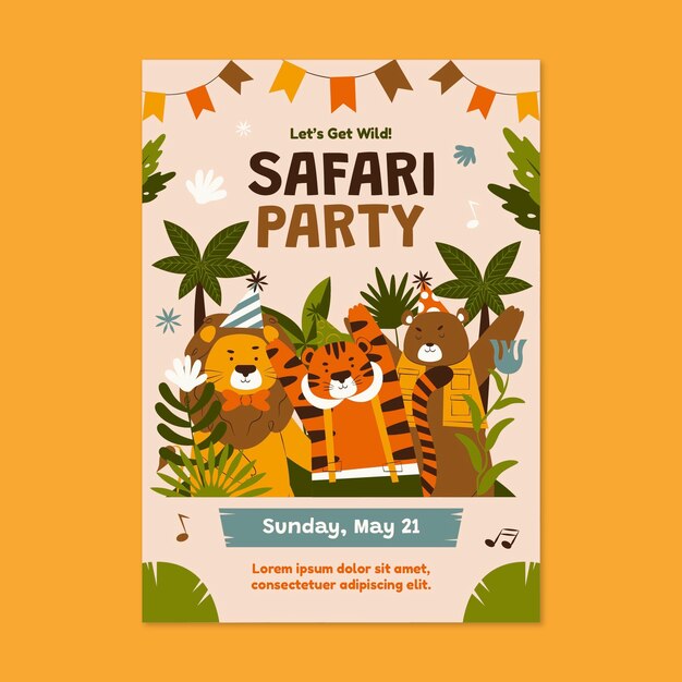Free vector safari party invitation template