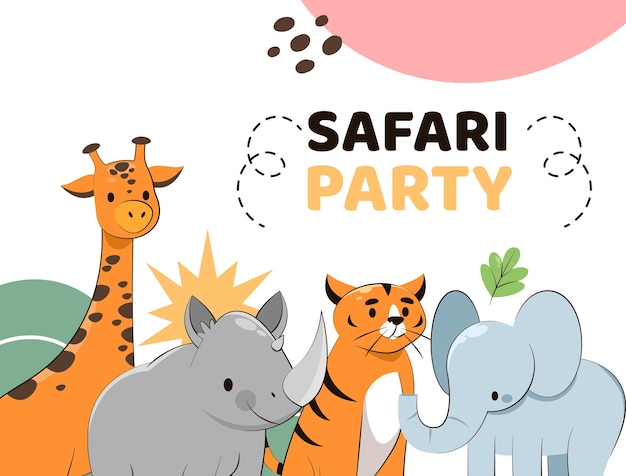 Safari party with wild animals photocall template