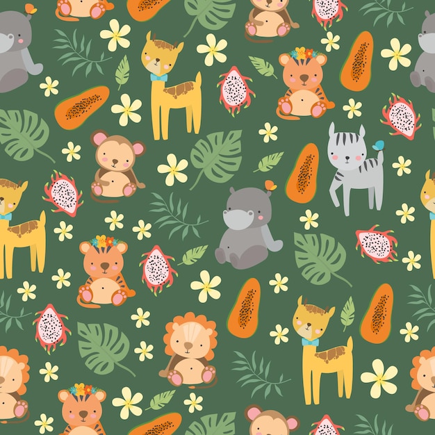 safari pattern with animals