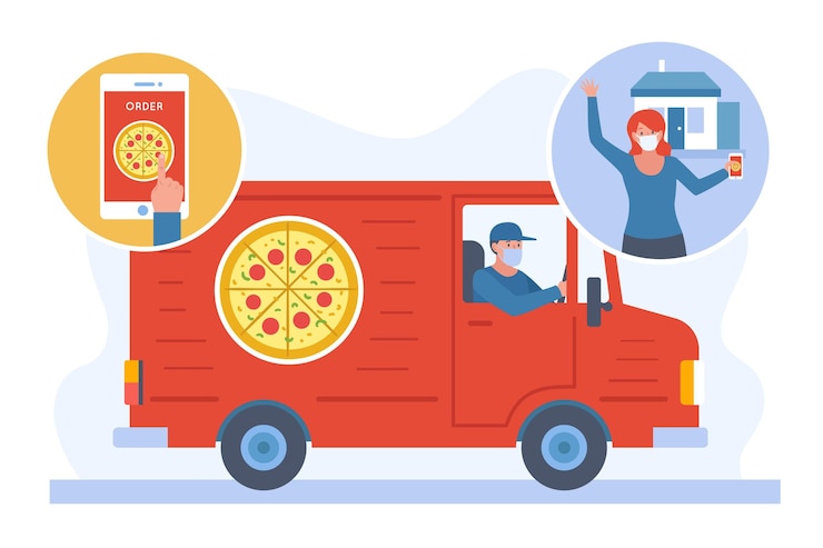 Free Vector safe food delivery illustration