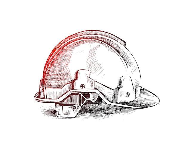 Safety helmet hand drawn sketch vector illustration