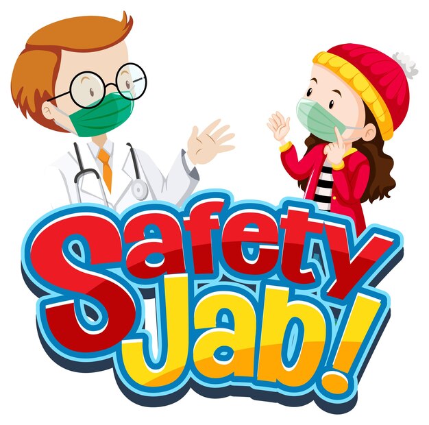 소녀가 있는 Safety Jab 글꼴은 의사 만화 캐릭터를 만납니다.