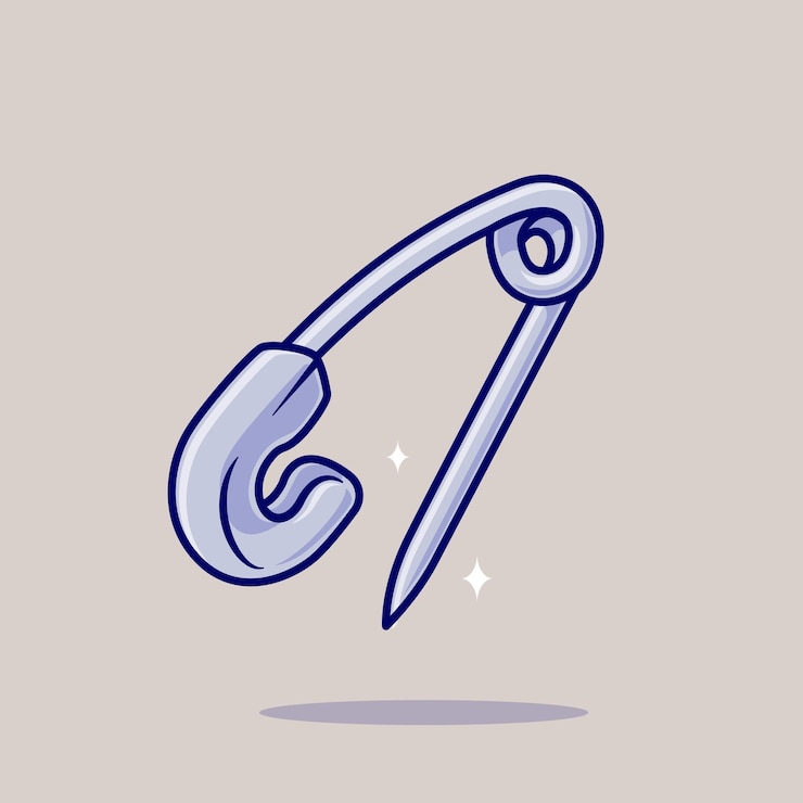 Free Vector safetypin floating cartoon vector icon illustration fashion object icon isolated flat vector