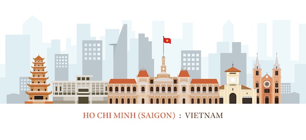 Saigon or ho chi minh city vietnam skyline landmarks