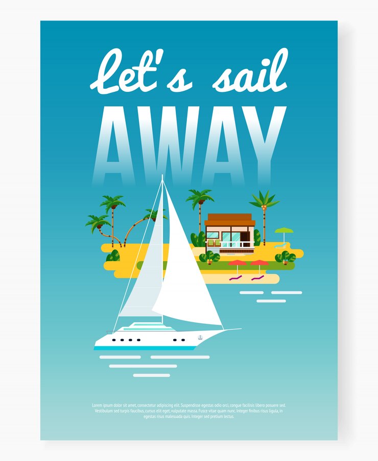 Free Vector sail away vacation poster