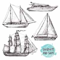 Free vector sail ships set