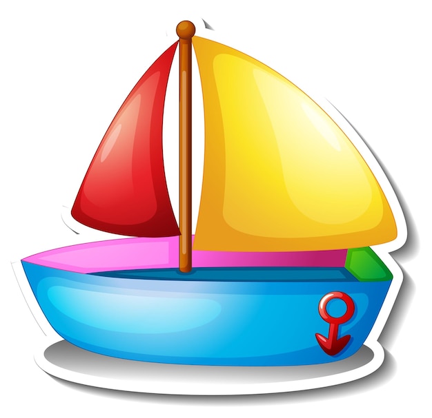 Free vector sailboat cartoon sticker on white background